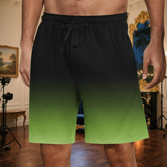 DPTALR George Men's Casual Fashion Gradient Shorts,Elastic Waist Short Pants with Pocket,Army Green,Big and Tall Men M