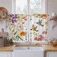 thumbnail image 2 of Spring Floral Tier Curtains, Summer Botanical Birds Colorful Vintage Light Filtering Kitchen Curtains, 2Pcs Rod Pocket Half Window Treatments Panels for Sink Cafe Cabinet Basement 27.5x45 Inches, 2 of 9