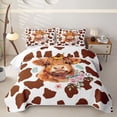 thumbnail image 2 of jejeloiu Colorful Sprint Floral Quilt Full Kids,Farm Animal Highland Cow Full Bedspread Sets,3pcs, 2 of 7