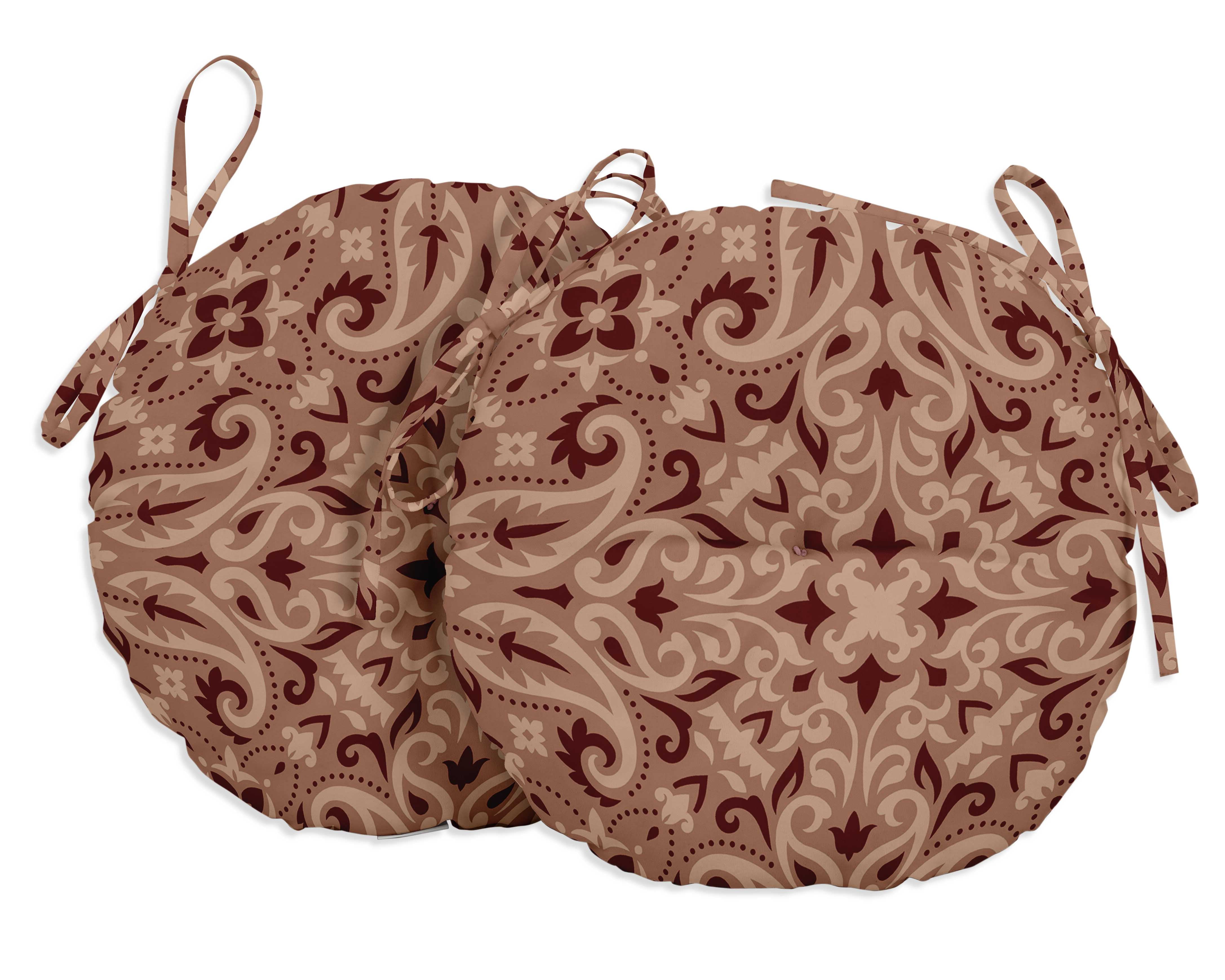 Vargottam Indoor/Outdoor Round Bistro Chair Cushions Block Print 15