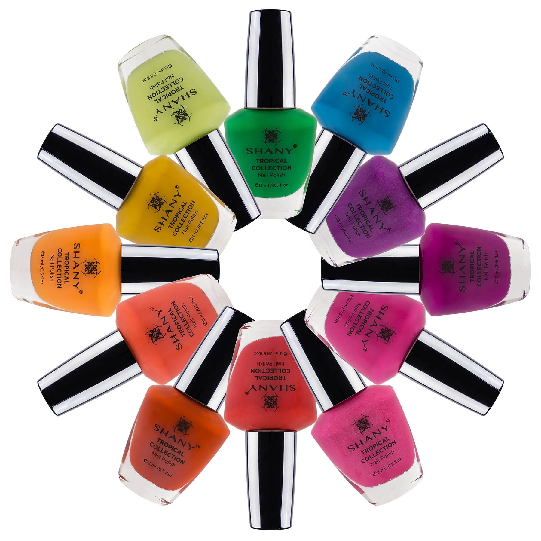SHANY Nail Polish Set - Nail Lacquer Quick Dry, Full Size, Vibrant, Colorful, Trendy, Semi Glossy, Shimmery, Neon, Matte Nail Polish Set - 12 Colors - TROPICAL