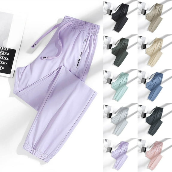Women, Pants for Women Men, Unisex Quick Dry Pull-On Stretch Pants,(Leg-binding style),Purple S