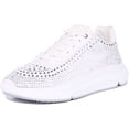 thumbnail image 6 of Guess Deglitz Women's Lace Up Rhinestone Trainers In Silver Size 5.5, 6 of 6