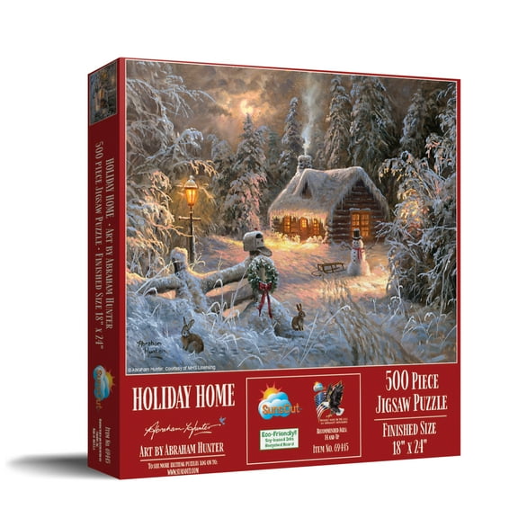 SUNSOUT INC - Holiday Home - 500 pc Jigsaw Puzzle by Artist: Abraham Hunter - Finished Size 18" x 24" - MPN# 69445