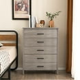 thumbnail image 2 of Costway Commode Moderne à 5 Tiroirs, Armoire de Rangement avec Poignées en Métal, Chêne Gris, 2 of 10