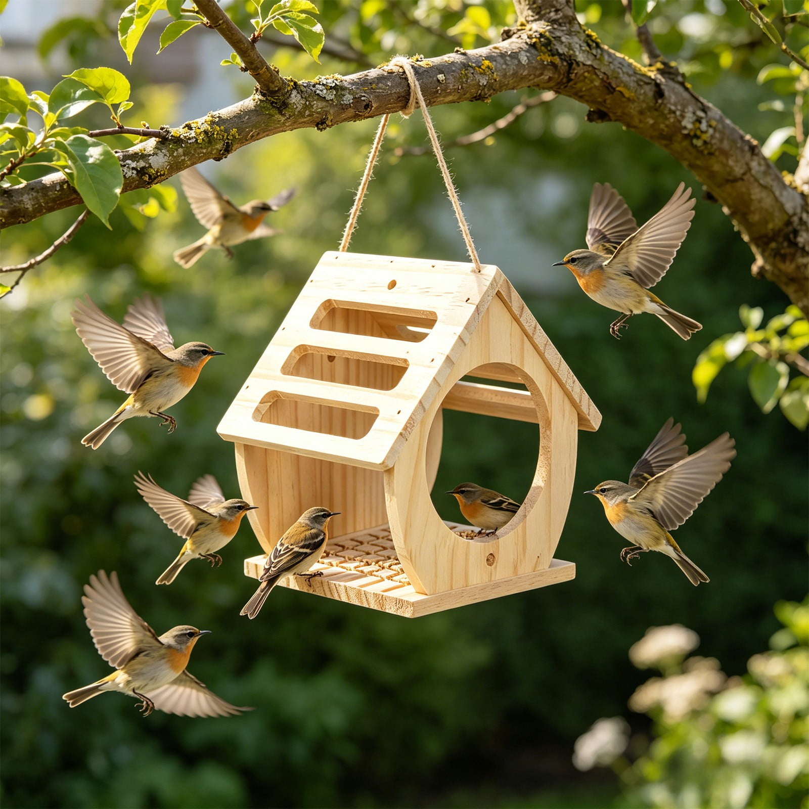 Solid Wood Bird Play Gym, Usupdd Wooden House Rest Stand Shelter for Cockatiel Peony Budgie, 16.7x13.7x12.7cm Special Pet Supplies Toy Landscaping