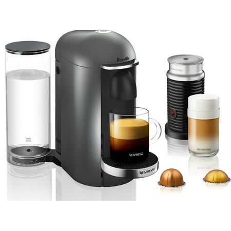 Breville Nespresso VertuoPlus Deluxe Coffee & Espresso Single-Serve Machine in Titanium and Aeroccino Milk Frother in