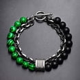 thumbnail image 4 of Pulsera de metal con cuentas para hombre, con mapa esmerilado de Europa y América, joyería, 4 of 6