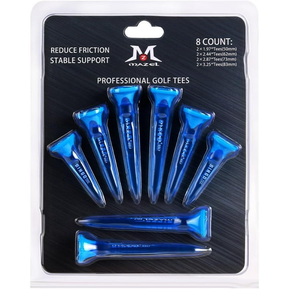 MAZEL Transparent Plastic Golf Tees 8 Pack,Enhanced Durability & Stability Plastic Tees with 5 Prongs,Minimize Friction and Side Spin
