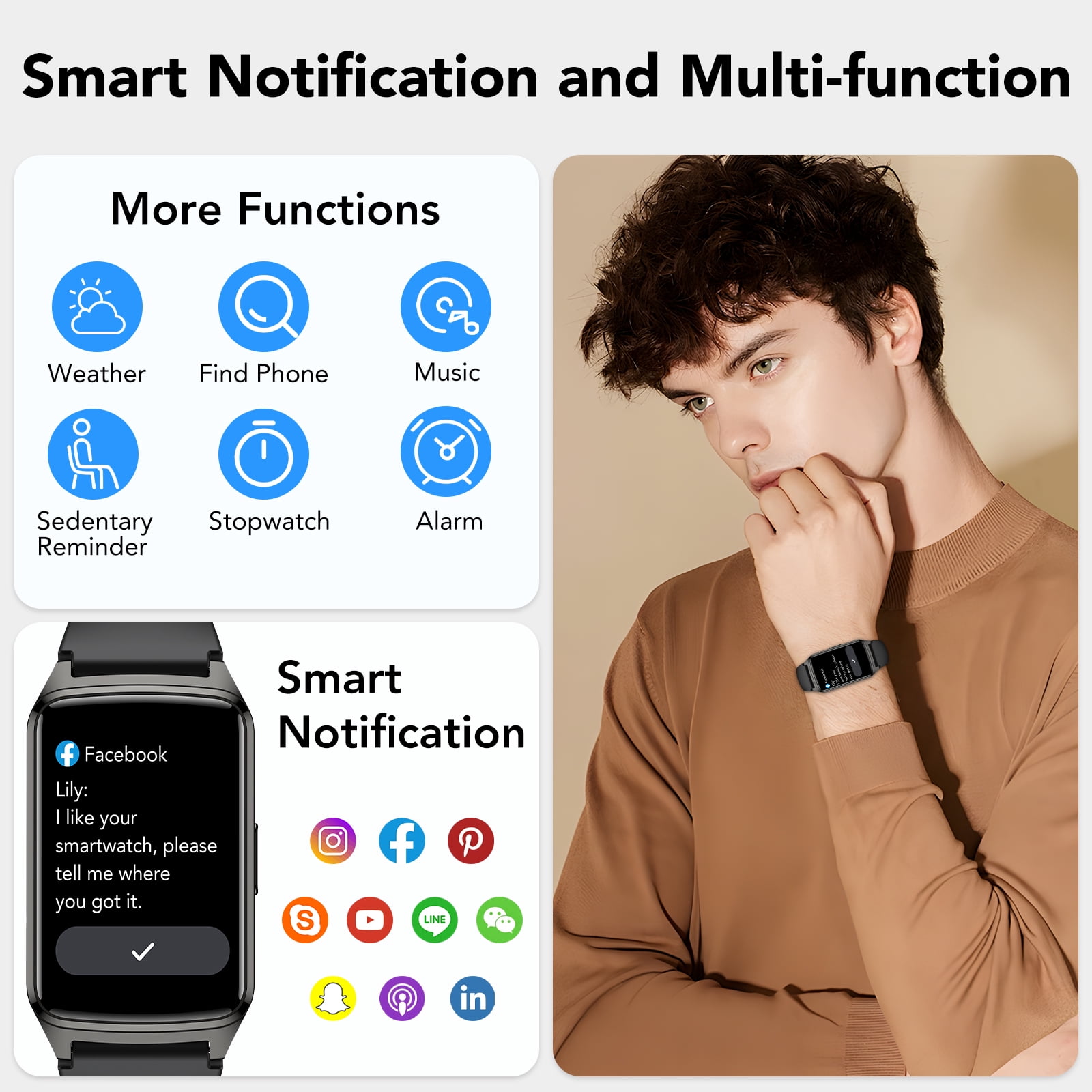 Fitness Tracker Smart Watch for Women Men Make/Answer Calls with Fitness and Wellness Tracking 100+ Sports Modes Step Calorie Counter IP68 Waterproof Fits for Android and iPhone, Black