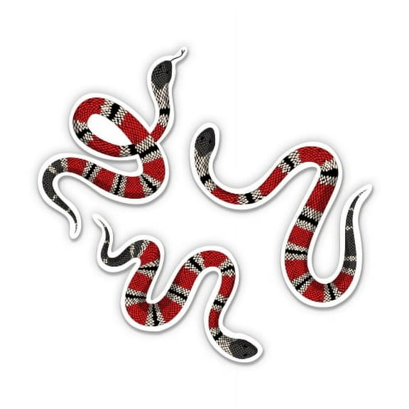 Red Banded Snakes - 3" each Vinyl Stickers - For Car Laptop I-Pad Phone Helmet Hard Hat - Waterproof Decals