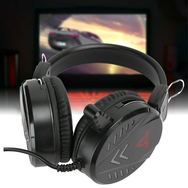 with LED Light, Wired Over Ear Headphone, Headphone with Microphone, Omni-Directional PU Material for Computer Laptop