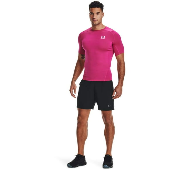 Under Armour Men's Armour HeatGear Compression Short-Sleeve T-Shirt , Tropic Pink (654)/White , X-Large