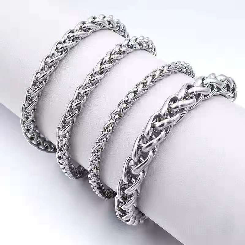 Mens Titanium Steel Bracelet Geometric Flower Basket Design Polished Finish Bracelet Individually Packed Gift for Men