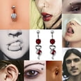 thumbnail image 5 of Nuevo Ombligo Stud de acero inoxidable Unisex con incrustaciones de diamante colgante ombligo, 5 of 5