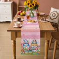thumbnail image 2 of Easter Gnomes Bunnies Table Runner 90 Inches, Spring Easter Eggs Floral Pink Wood Bed Runner Dresser Scarves Tabletop for Indoor Outdoor Parties/Ceremony/Banquet, 13" x 90", 2 of 8
