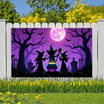 thumbnail image 2 of Spooky Witch Theme Halloween Banner Cauldron Scene Night Sky Bats Moon for Halloween Party Decoration Outdoor Indoor, 2 of 9