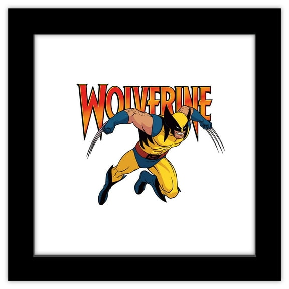 Gallery Pops Marvel X-Men '97 - Wolverine Badge Wall Art, Black Framed Version, 12" x 12"