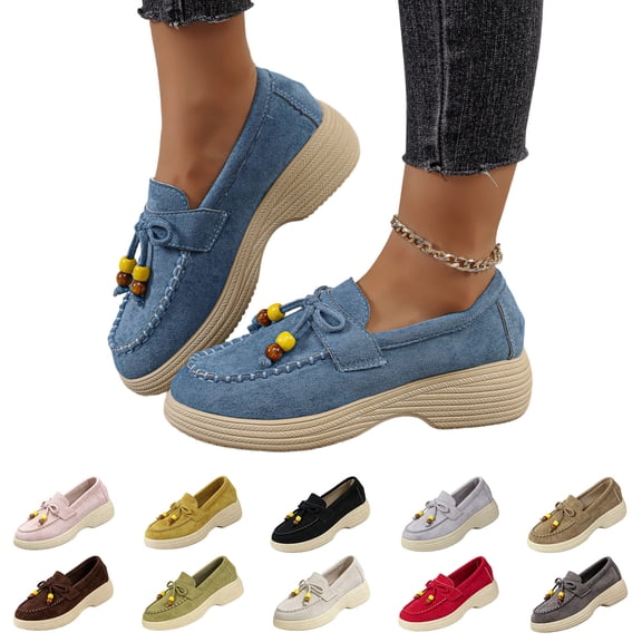 Domzle Womens Loafers Platform Chunky Penny Loafer Office Business Casual Shoes Sole Slip On Comfortable Dressy Casual Work Outings Driving Dress Shoes Brown