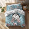 thumbnail image 2 of Easter Rabbit Tail Twin Size Comforter Set, Spring Floral Leaf Easter Eggs Blue Wood Grain Bedding for All Seasons, 4 Pcs Bed Set, 1 Quiltcover (68"x86") ,1Sheet(67"x116"), 2Pillowcases (30"x20"), 2 of 12