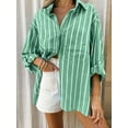 thumbnail image 5 of Women'S Classic-Fit Long Sleeve Shirt Button-Down Long Sleeve Casual Blouse Shirt Green L, 5 of 8