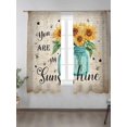 thumbnail image 2 of Sunflower Sheer Curtains 2 Panels Set You Are My Sunshine Yellow Flower Bee Plant Retro Lihgt Filtering Rod Pocket Voile Drape, Semi Sheer Window Curtains for Bedroom Living Room, 52"x63", 2 of 5