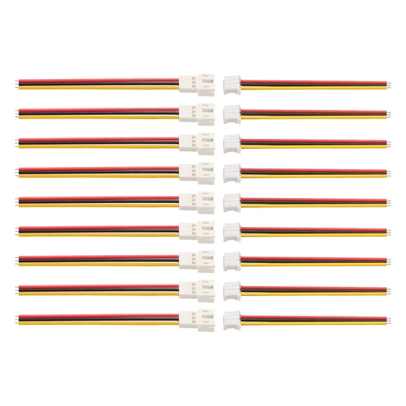 Uxcell PH 2.0 Male and Female Connector Plug 3 Pins with 10cm Wire Cables for Electrical Appliances Sets of 10
