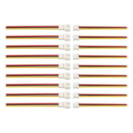 Uxcell PH 2.0 Male and Female Connector Plug 3 Pins with 10cm Wire Cables for Electrical Appliances Sets of 10