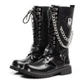 thumbnail image 2 of Botas altas de desierto para hombre, botas de moto de cuero, moda masculina, cinturón gótico, botas con cadena Punk 46, 2 of 5