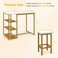 thumbnail image 4 of Costway Ensemble de Table de Bar 3 Pcs Table de Comptoir de Cuisine Hauteur 2 Tabourets Gain de Place avec Rangement, 4 of 10