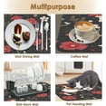 thumbnail image 3 of Coffee Mat for Countertops, Mushroom Red Floral Black Dish Drying Mat 2 Pcs for Kitchen Coffee Bar Accessories, Fit Under Coffee Maker Espresso Machine Dish Rack Hide Stain Rubber 12x19in, 3 of 6