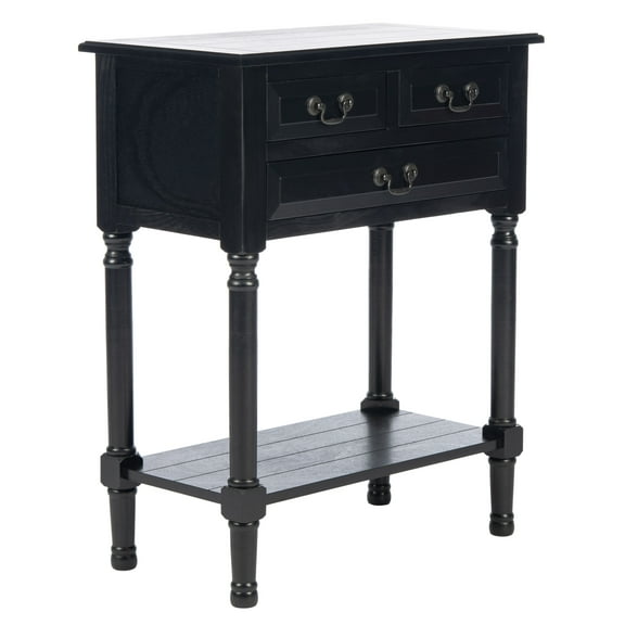 SAFAVIEH Primrose French 3-Drawer Black Wood Rectangle Console Table (23.5 in. W x 13 in. D x 29.5 in. H)