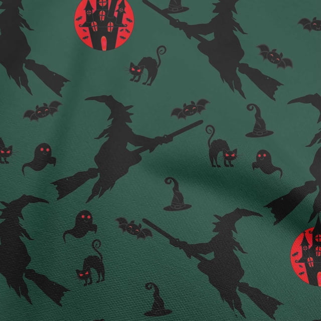 oneOone Viscose Chiffon Dark Green Fabric Halloween Sewing Craft Projects Fabric Prints By Yard 42 Inch Wide