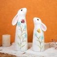 thumbnail image 5 of Wooden Bunny Figurines Set of 2, Hand Carved Multicolor Rabbit Decorations for Easter, Shelf, Tiered Tray and Farmhouse Home Decor, 5 of 6