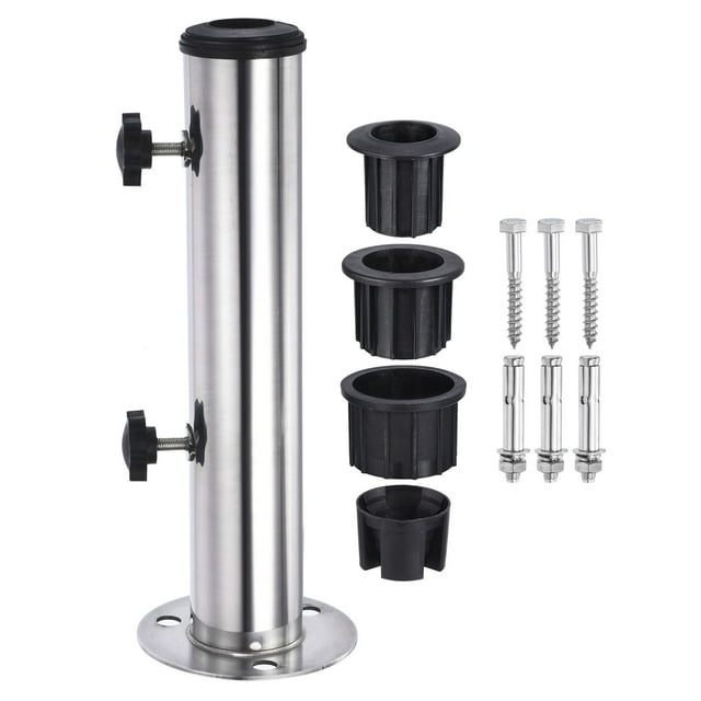 Unique Bargains Support de Parasol Tube en Acier Inoxydable Base Ronde pour Parasol Extérieur Support de Parasol Base de Poteau