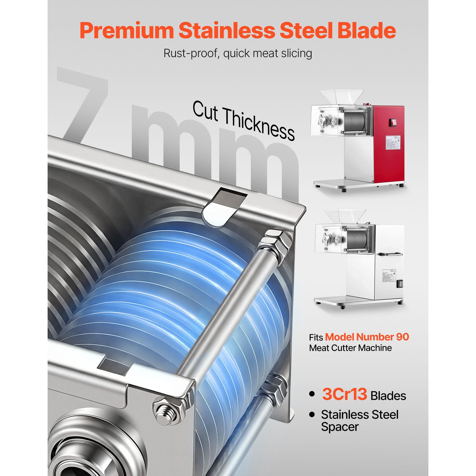 Commercial Meat Slicer Blades 26-Piece, 7mm Thickness, Stainless Steel, for Boneless Meat Soft Vegetables