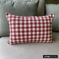 thumbnail image 6 of Holiday Décor Lumbar Pillow Cover, 12" x 22" Red Cotton Pillowcase, Farmhouse Check & Stripe Buffalo Checks Oblong Pillow Cover For Sofa Couch, Hotels, Living Room, Bed Room - Grid Loom Red, 6 of 10
