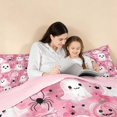 thumbnail image 4 of Homewish Cute Ghost Pumpkin Twin Comforter Sets for Girls, Halloween Spider Bow Bedding Set, Soft Pink, Pink Reversible, 2 Pieces 1 Comforter and 1 Pillowcase, 4 of 6