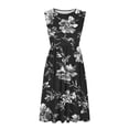thumbnail image 5 of ClodeEU Women's Crew Neck Sleeveless Floral Print A Line Midi Dress,Casual Summer Swing Dress Black,Women's Plus XL, 5 of 7