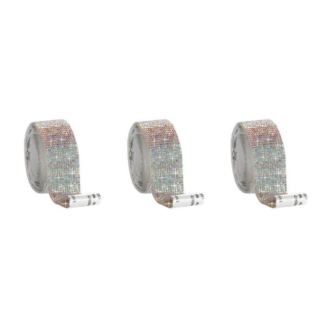 kurtrusly Elegant Crystal Rhinestone Ribbon DIY Sticker Multicolor 1.8cm 3Set