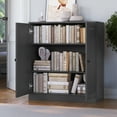 thumbnail image 4 of Palace Imports 100% Solid Wood 3-shelf Bookcase with Adjustable Shelves and Solid Doors, Gray, 4 of 4
