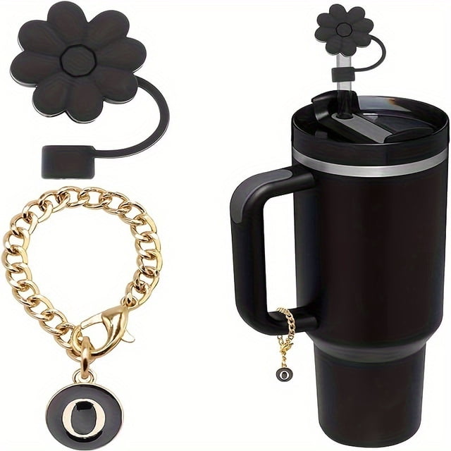 1 juego (excluyendo la taza) cubierta de pajita de silicona con asa, letra del asa de la taza de agua, adecuado for varias tazas de agua, juego de accesorios for tazas de agua