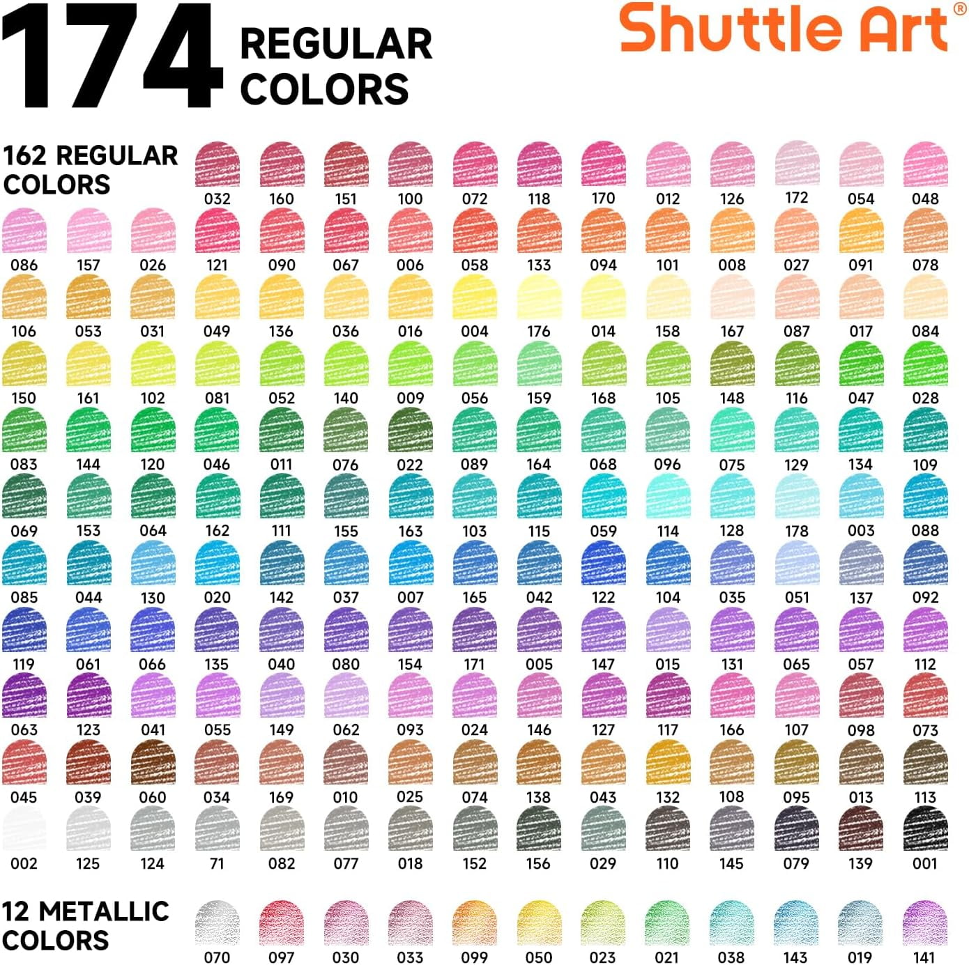 172 Colored Pencils, Shuttle Art Soft Core Color Pencil Set for Adult  Coloring Books Artist Drawing Sketching Crafting 
