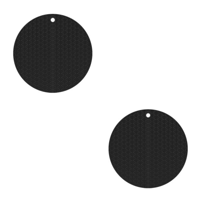 yingyy Napperon Isolant en Silicone, Coussin de Table Antidérapant et Résistant à la Chaleur, Noir, Rond Noir Rond 2 Pcs