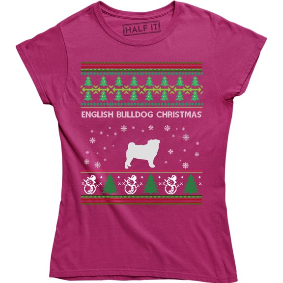Cute English Bulldog Christmas Funny Animal Lover Xmas Gift Women T-Shirt