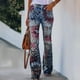 thumbnail image 1 of ICHUANYI Clearance Womens Elastic Waist Stretch Buttons Printing Thin Stretch Skinny Pants Trousers(Pink, XXL) ICHUANYI WER2023081100324, 1 of 8