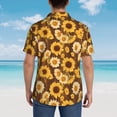 thumbnail image 6 of Balery Vintage Wood Grain Sunflower A Print Men's Hawaiian Shirts Short Sleeve Beach Shirt Relaxed Fit Vacation Button Down Shirts-3X-Large, 6 of 9