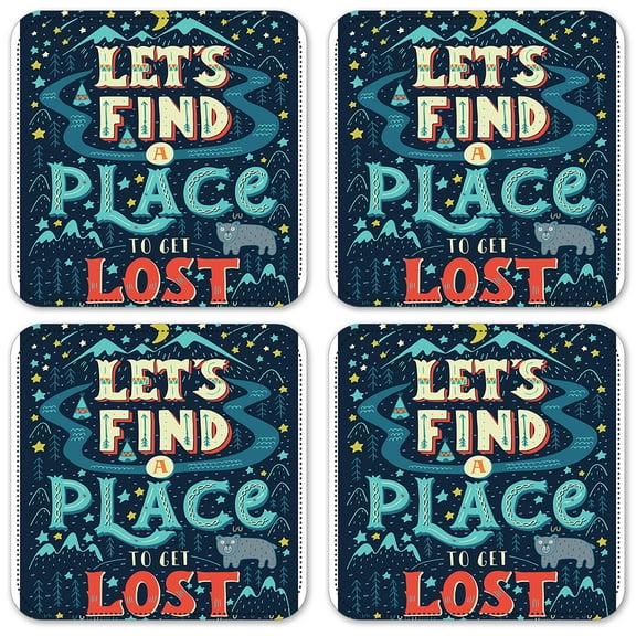 Vinyl Drink Coasters - Set of 4 - Lets Find a Place