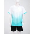 thumbnail image 3 of Doomiva Girls Boys Football Team Uniform Sportwear Short Sleeve Shirts with Shorts Set White 5-6, 3 of 7