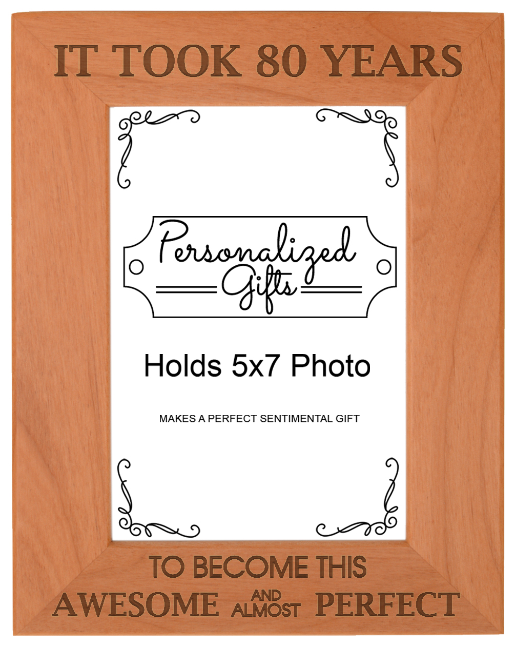 ThisWear 80th Birthday Gift It Took 80 Years Awesome Wood Laser 5x7 Portrait Picture Frame